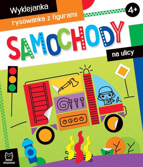 Samochody na ulicy Wyklejanka, rysowanka z figurami 4+