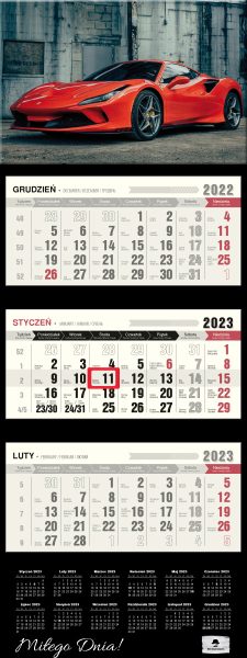 Kalendarz 2023 trójdzielny KT-2 car V22